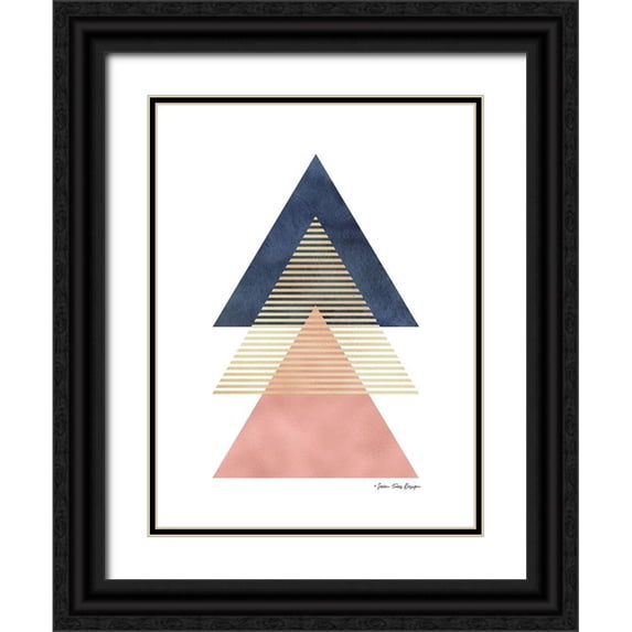 Seven Trees Design 12x14 Black Ornate Wood Framed with Double Matting Museum Art Print Titled - Triangles II