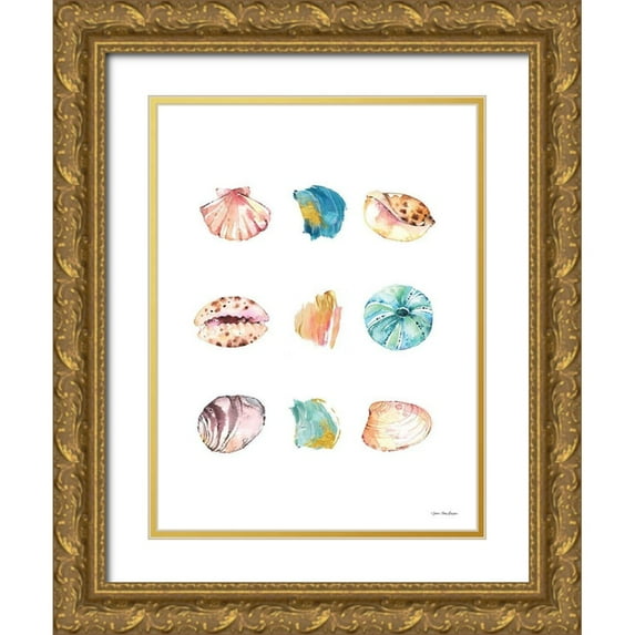 Seven Trees Design 12x14 Gold Ornate Wood Framed with Double Matting Museum Art Print Titled - Sea and Brush Strokes II