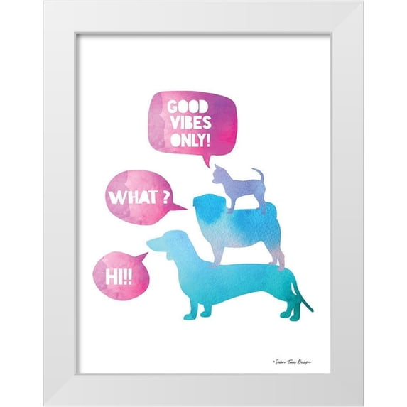 Seven Trees Design 12x14 White Modern Wood Framed Museum Art Print Titled - Dogs