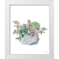 thumbnail image 1 of Seven Trees  Design 12x14 White Modern Wood Framed Museum Art Print Titled - Watercolor Succulents, 1 of 4