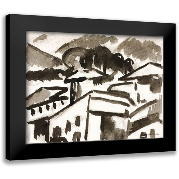 Seven Trees Design 14x12 Black Modern Framed Museum Art Print Titled - Architecture Drawing