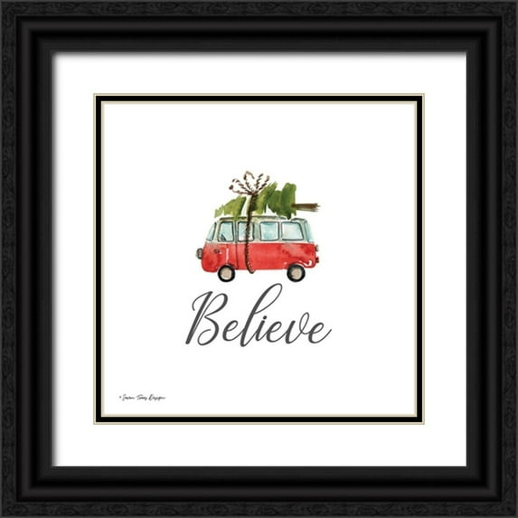 Seven Trees Design 15x15 Black Ornate Wood Framed with Double Matting Museum Art Print Titled - Believe