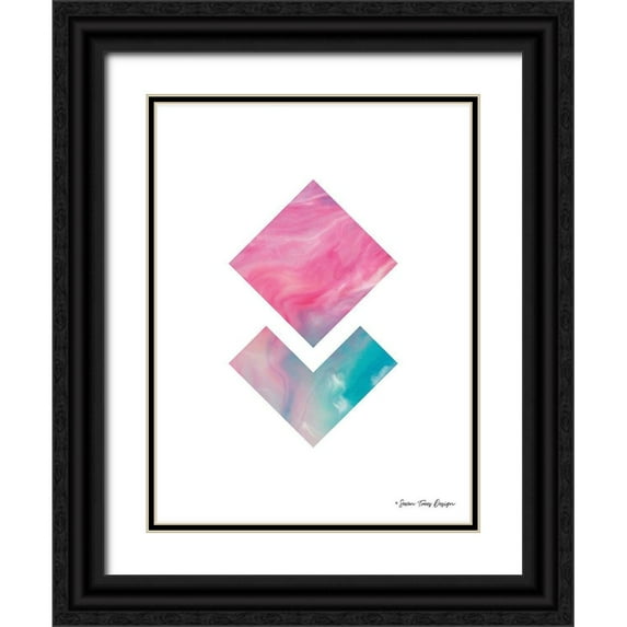 Seven Trees Design 15x18 Black Ornate Wood Framed with Double Matting Museum Art Print Titled - Marble Geometric I