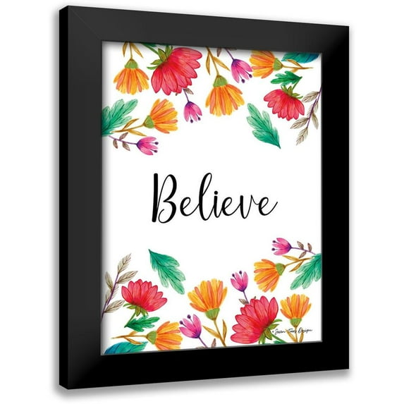 Seven Trees Design 19x24 Black Modern Framed Museum Art Print Titled - Floral Believe