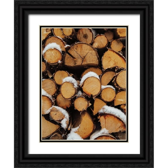 Seven Trees Design 19x24 Black Ornate Wood Framed with Double Matting Museum Art Print Titled - Wood Pile