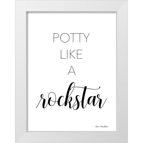 Seven Trees Design 19x24 White Modern Wood Framed Museum Art Print Titled - Potty Like a Rockstar