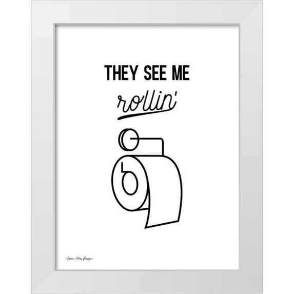 Seven Trees Design 19x24 White Modern Wood Framed Museum Art Print Titled - They See Me Rollin