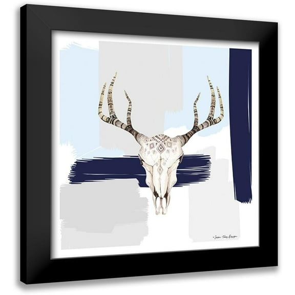 Seven Trees Design 20x20 Black Modern Framed Museum Art Print Titled - Colored Steer Head I
