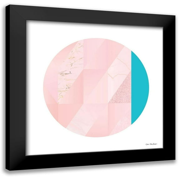 Seven Trees Design 20x20 Black Modern Framed Museum Art Print Titled - Pink Marble Circle II