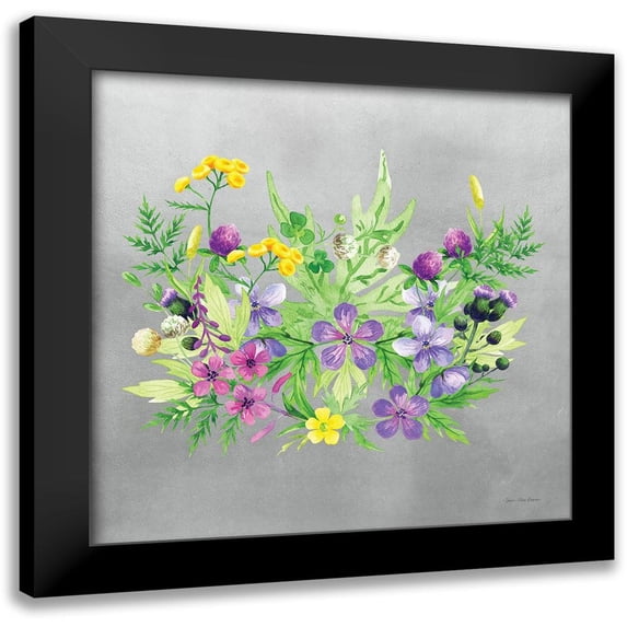 Seven Trees Design 20x20 Black Modern Framed Museum Art Print Titled - Watercolor Happy Flowers