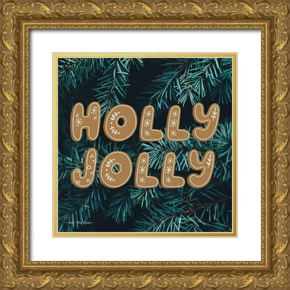 Seven Trees Design 20x20 Gold Ornate Wood Framed with Double Matting Museum Art Print Titled - Gingerbread Holly Jolly