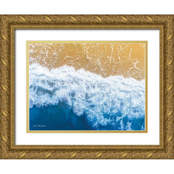 Seven Trees Design 24x19 Gold Ornate Wood Framed with Double Matting Museum Art Print Titled - Ocean Meets Sand II