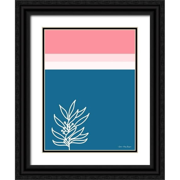 Seven Trees Design 25x32 Black Ornate Wood Framed with Double Matting Museum Art Print Titled - The Plant and the Lines II