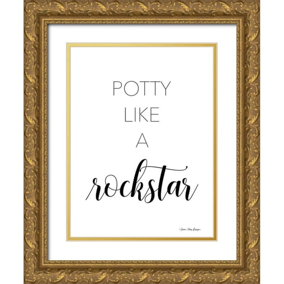Seven Trees Design 25x32 Gold Ornate Wood Framed with Double Matting Museum Art Print Titled - Potty Like a Rockstar