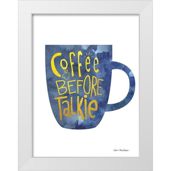 Seven Trees Design 25x32 White Modern Wood Framed Museum Art Print Titled - Coffee Before Talkie
