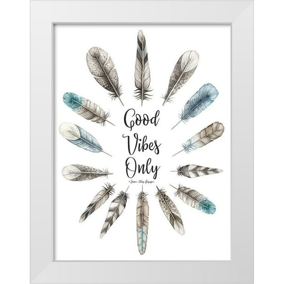 Seven Trees Design 25x32 White Modern Wood Framed Museum Art Print Titled - Good Vibes Only