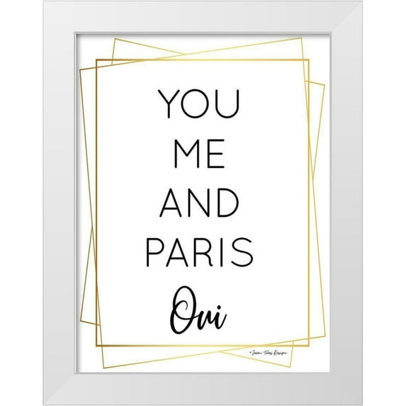 Seven Trees Design 25x32 White Modern Wood Framed Museum Art Print Titled - You Me and Paris