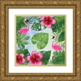 thumbnail image 1 of Seven Trees Design 26x26 Gold Ornate Wood Framed with Double Matting Museum Art Print Titled - Tropical Life Flamingo I, 1 of 4