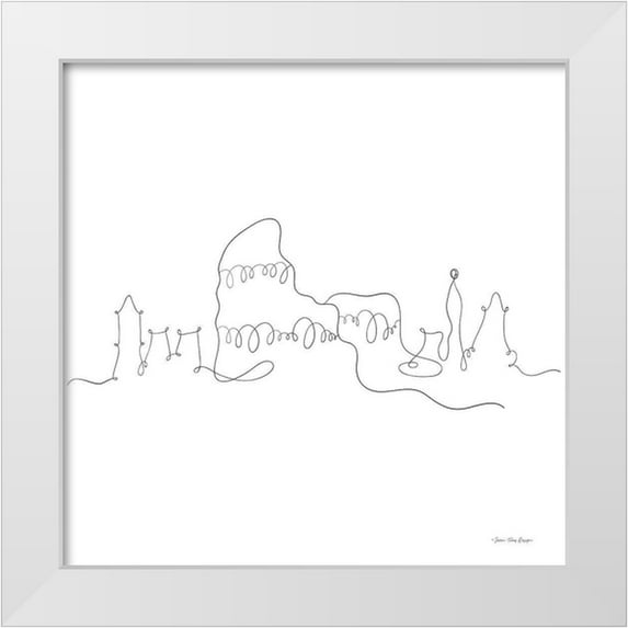 Seven Trees Design 26x26 White Modern Wood Framed Museum Art Print Titled - One Line Rome