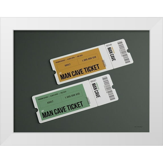Seven Trees Design 32x25 White Modern Wood Framed Museum Art Print Titled - Man Cave Tickets