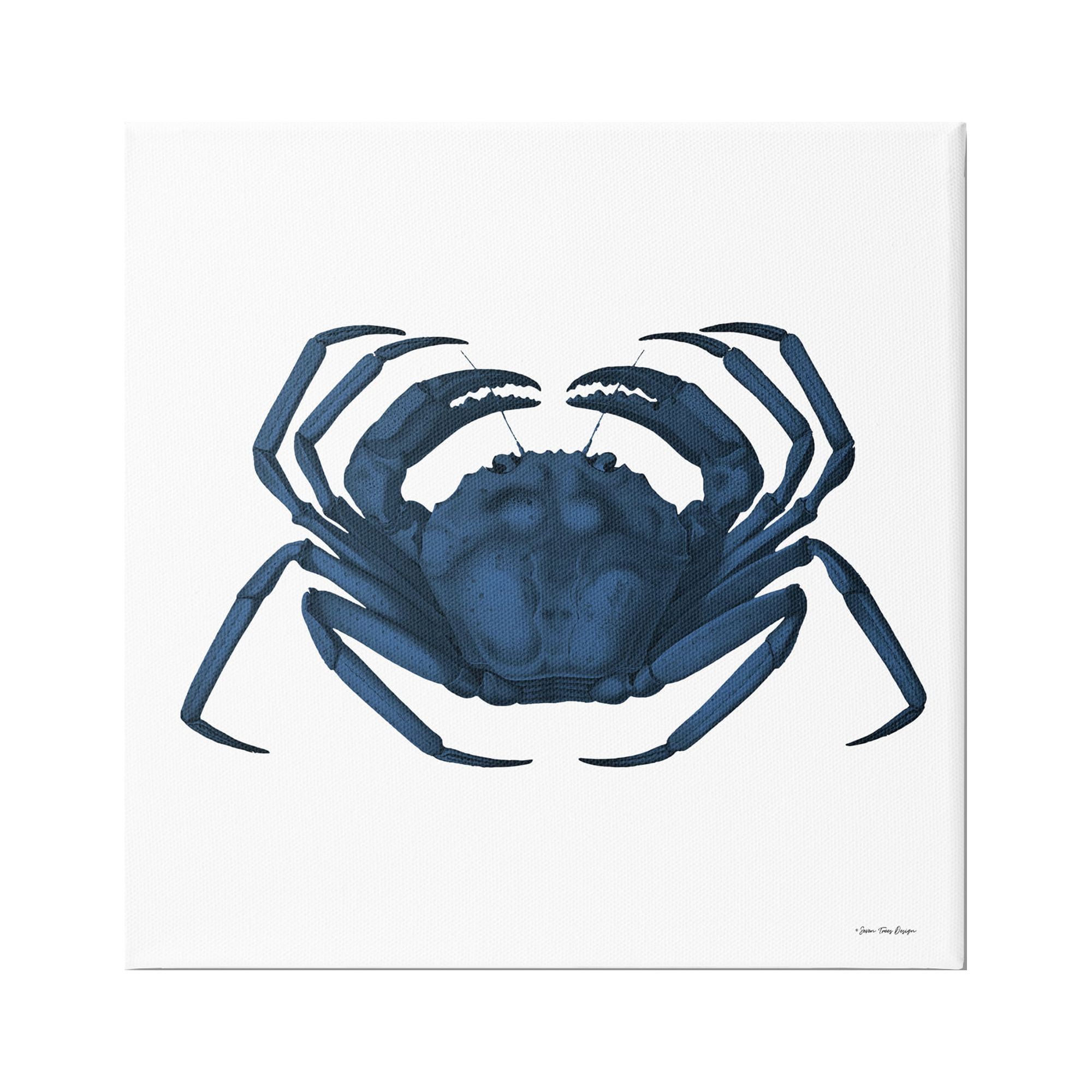 Seven Trees Design Casual Cobalt Blue Fighting Crab Marine Animal Illustration 24 in x 24 in Painting Canvas Art Print, by Stupell Home Décor