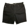 thumbnail image 1 of Seven Women's Mid Rise Relaxed Fit Fray Hem Bermuda Short (Black, 16), 1 of 2