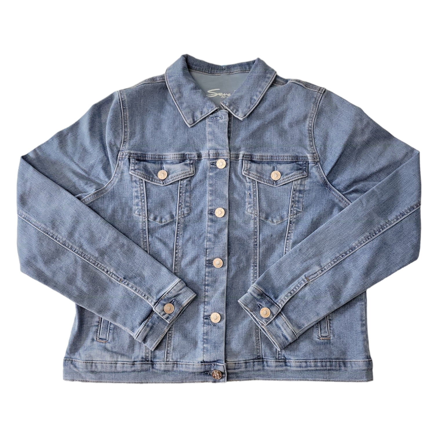 Seven7 Ladies Stretch Comfortable Collared Button Up Denim