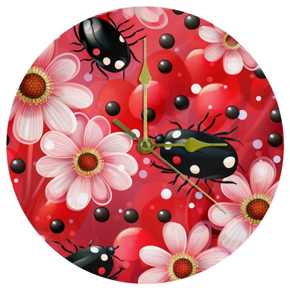 Seven-star ladybug Modern Acrylic Circular Wall Clock - Sleek Timepiece for Stylish Dcor