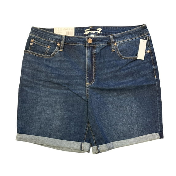 Seven7 Easy Relaxed Fit Mid Rise Cuffed Hem 8.5 Ladies Inseam Bermuda Short with Pockets, Cotton, Polyester, Spendex Scottsdale Size 12