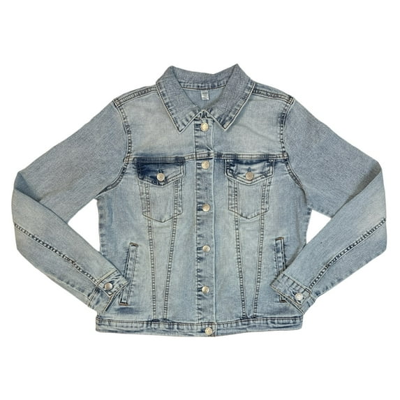 Seven7 Ladies Stretch Comfortable Collared Button Up Denim Jacket