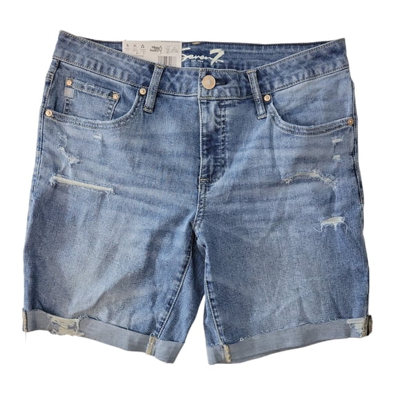 Seven7 Ladies Easy Relaxed Fit Mid Rise Cuffed Hem 8.5" Inseam Bermuda Short (City, 16)