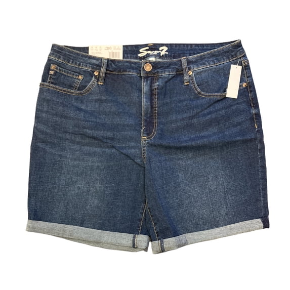 Seven7 Ladies Easy Relaxed Fit Mid Rise Cuffed Hem 8.5" Inseam Bermuda Short (Scottsdale, 10)