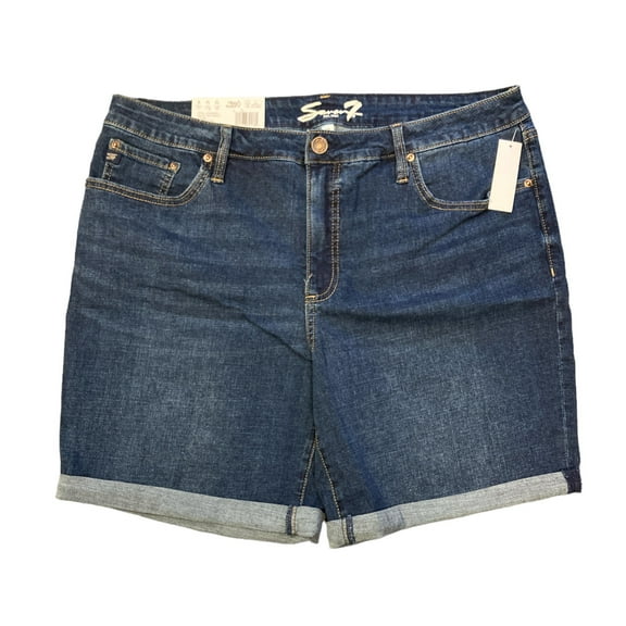 Seven7 Ladies Easy Relaxed Fit Mid Rise Cuffed Hem 8.5" Inseam Bermuda Short (Scottsdale, 6)