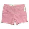 thumbnail image 1 of Seven7 Women's 5" Fray Hem Mid Rise Comfortable Denim Weekend Short (Pastel Lavender, 12), 1 of 3