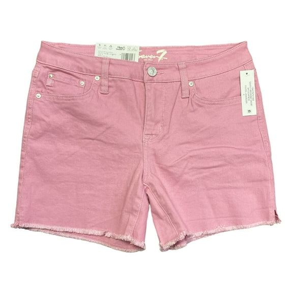 Seven7 Women's 5" Fray Hem Mid Rise Comfortable Denim Weekend Short (Pastel Lavender, 12)