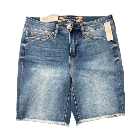 Seven7 Women's 9" Fray Hem Comfortable Relaxed Fit Denim Weekend Short (Miners, 16)