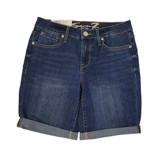 Seven7 Women's 9" Inseam Stretch Sunset Bermuda Shorts, Rolled Cuff (Jackson, 6)