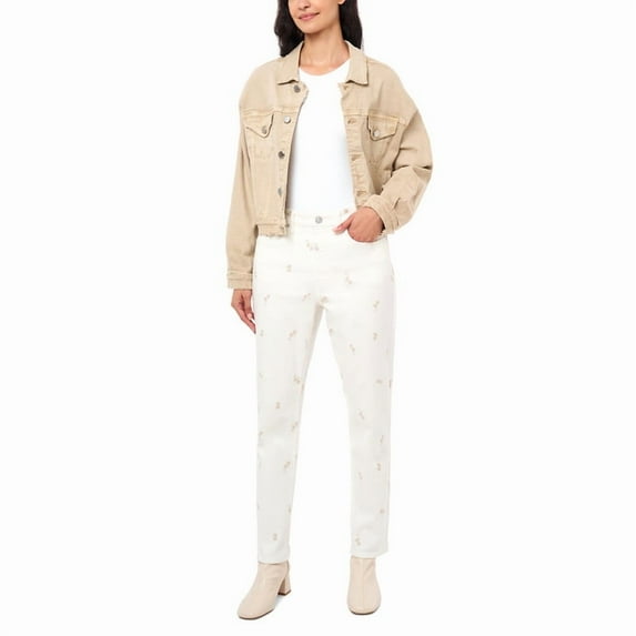 Women's 90s Straight Jean - Cream Embroidery
