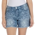 thumbnail image 1 of Seven7 Women's Comfortable Midrise 5" Fray Hem Denim Weekend Short (Python Indigo, 14), 1 of 3