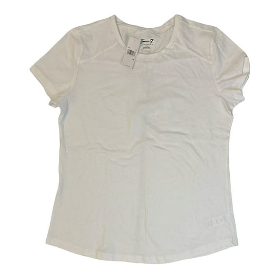 Seven7 Women's Cotton Crew Neck Short Sleeve T-Shirt (White, XL)
