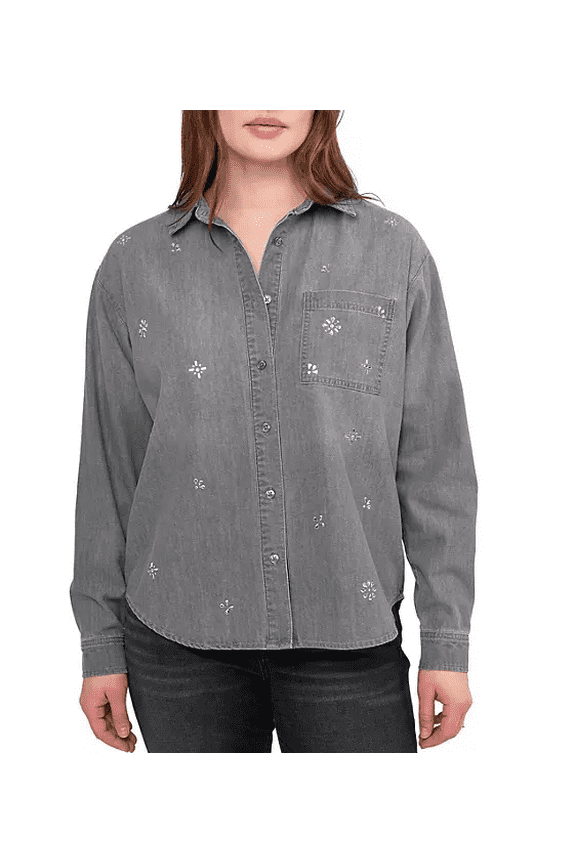 Women's Denim Button Up (Crystal Smoke, XS)