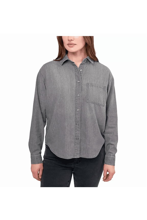 Women's Denim Button Up Smoke Solid X-Small