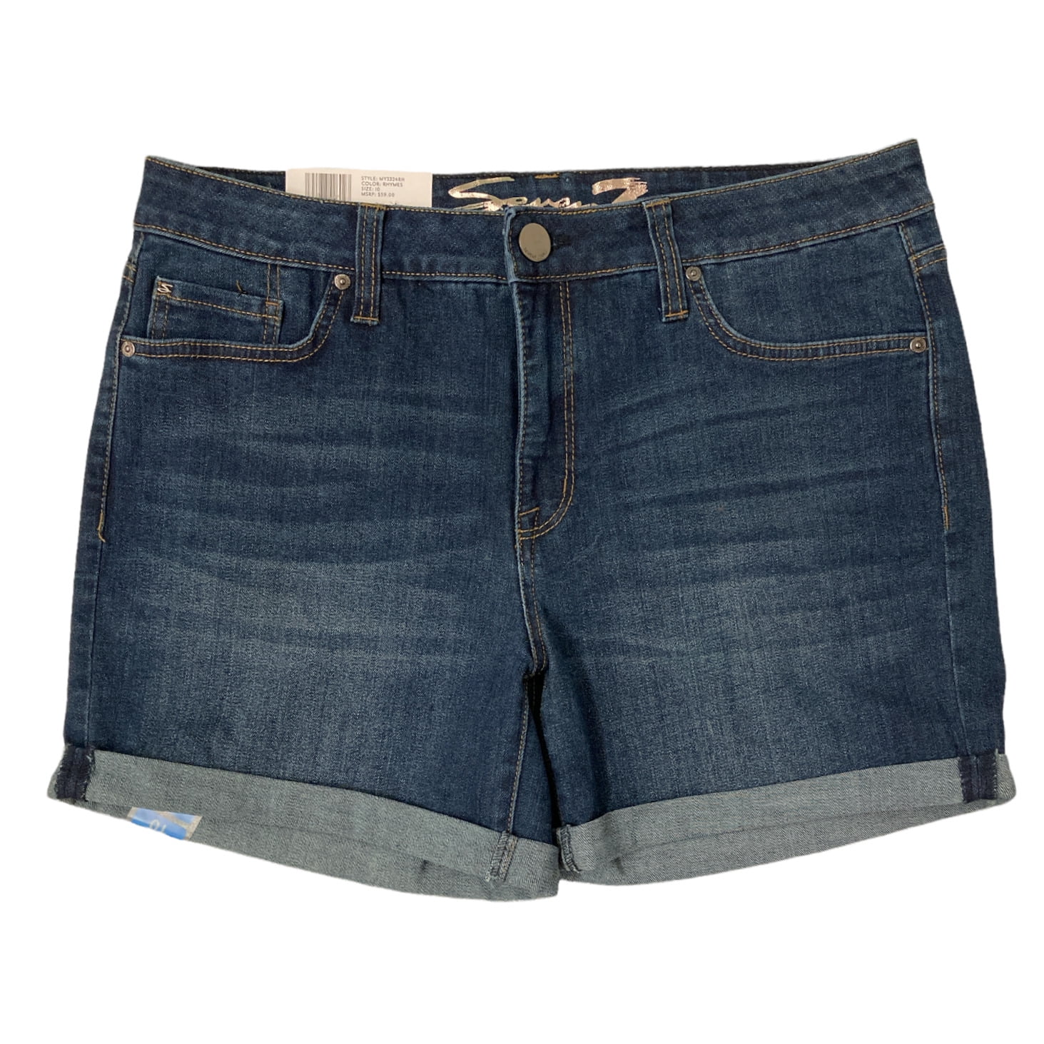 Seven7 Women's Denim Rolled Cuff Slim Fit Weekend Short (Rhyme, 16