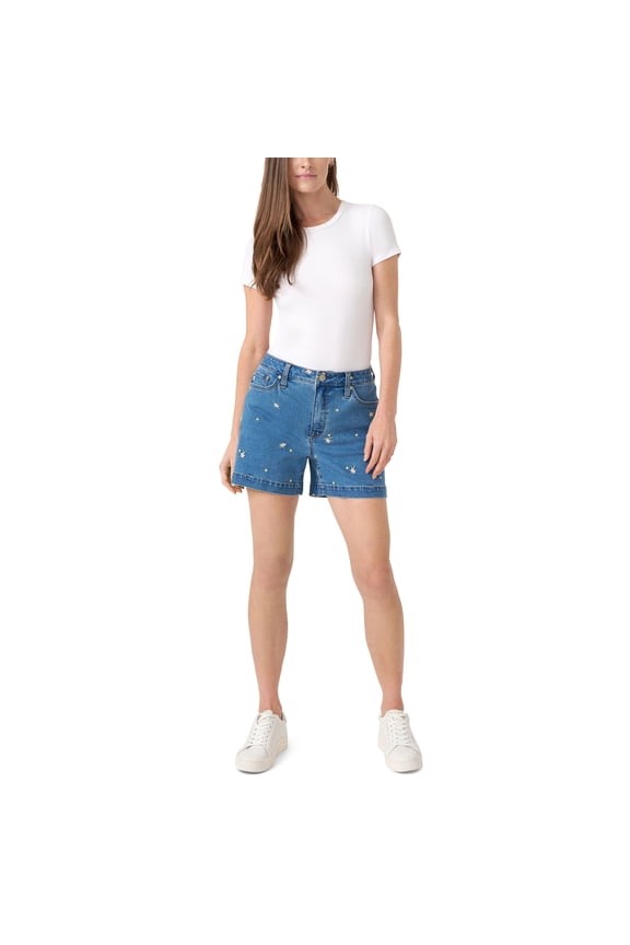 Women's Denim Weekend Short, Daisy Embroidery