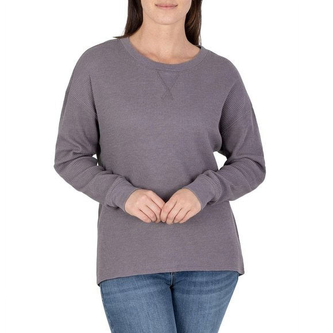 Seven7 Women's High-Low Hem Super Soft Waffle Knit Crew