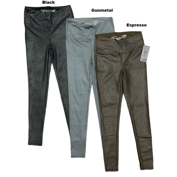Seven7 Women's High Rise Stretch Faux Leather Legging (Espresso, M)