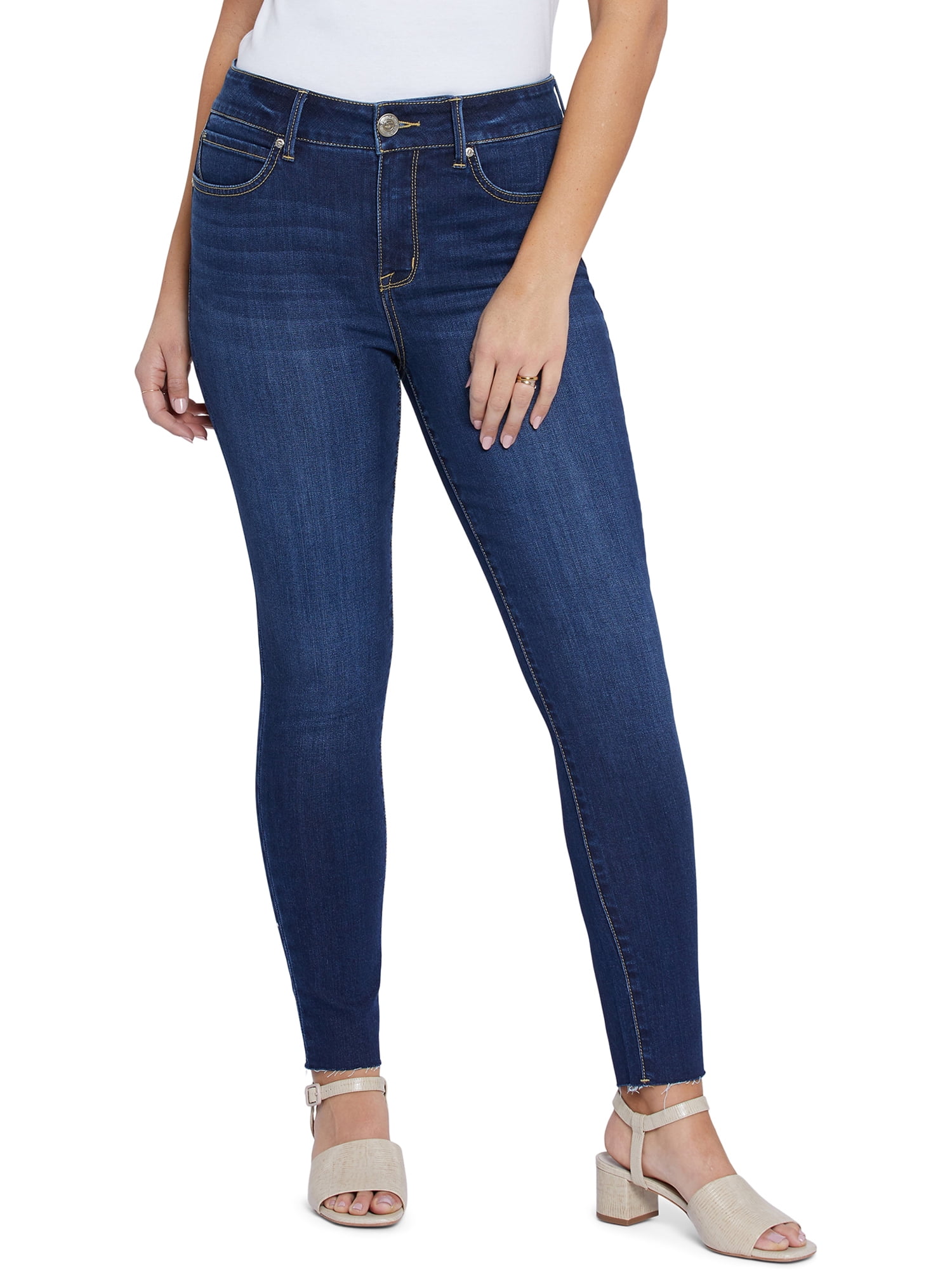 Free Shipping! Seven7 Women's High Rise Tummyless Cutoff Hem Jeans Slims  Silhouette - Walmart.com