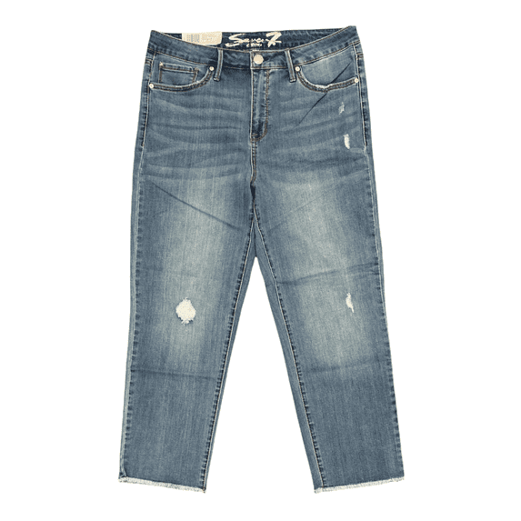 Seven7 Women's High Waisted Relaxed Fit Tower Straight Crop Jean (Affection, 10)