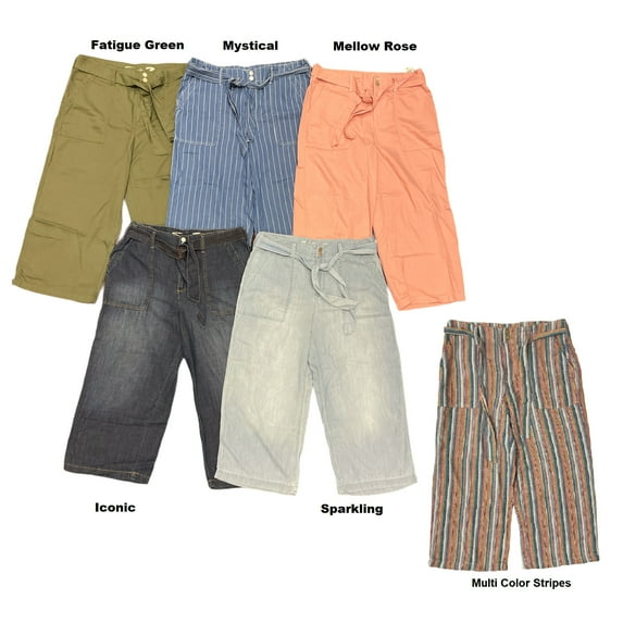 Seven7 Women's Lightweight Belted 26" Inseam Wide Leg Pants w/ Pockets (Mystical, 12)
