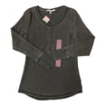 thumbnail image 1 of Seven7 Women's Super-Soft Relaxed Fit Long Sleeve Snap Waffle Henley (Caviar, XXL), 1 of 1